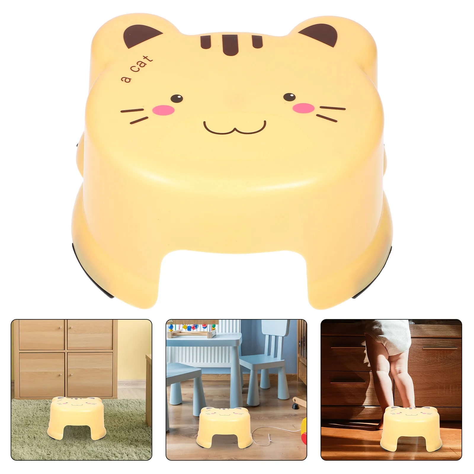 

Thickened Non-Slip Cartoon Plastic Step Stool for Bathroom Footrest Shoe Changing Heightener Small Sturdy Living Room Desk