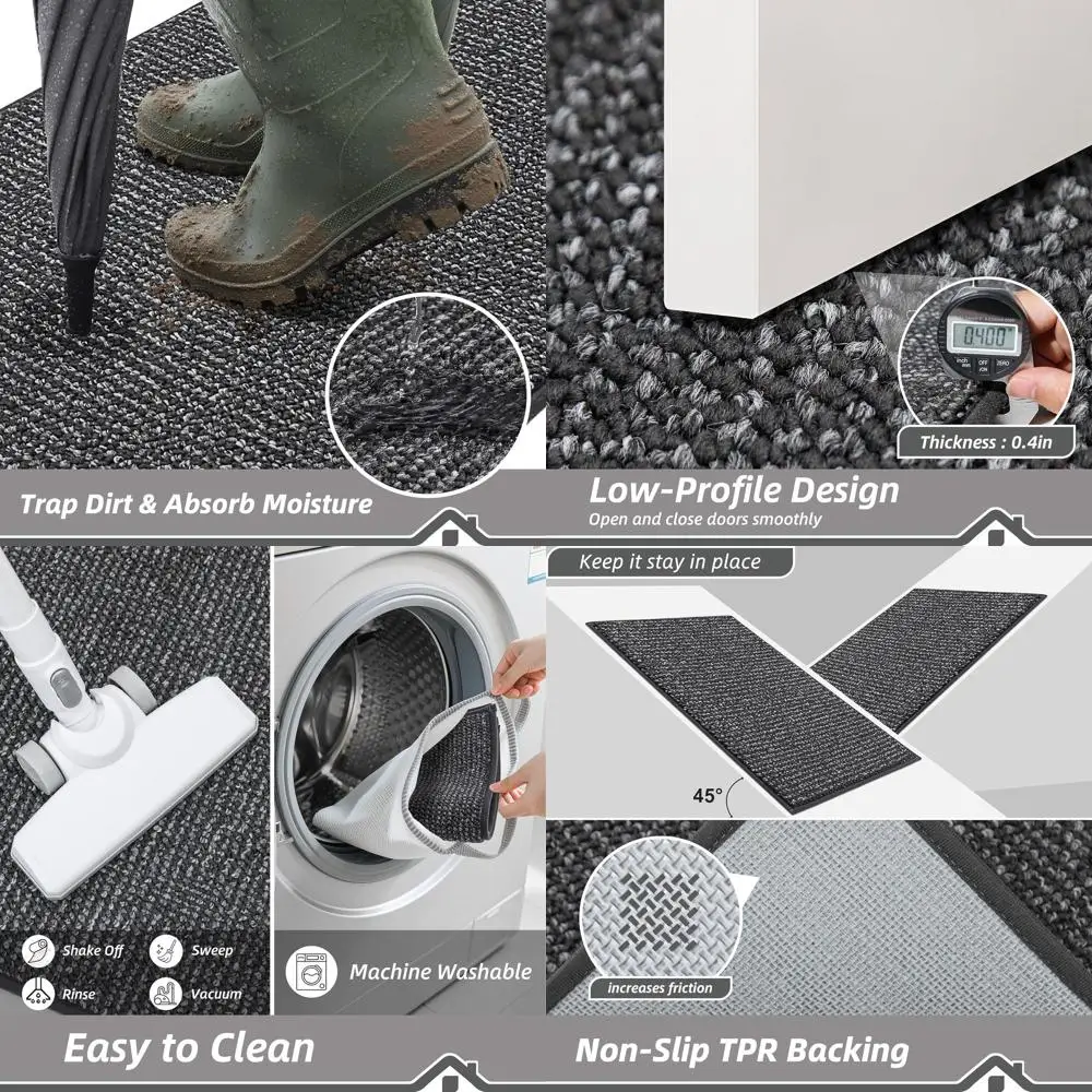 

36 x 60 Large Non-Slip Washable Door Mat, Dirt-Resistant and Absorbent Entrance Mat for Front or Back Door, Charcoal