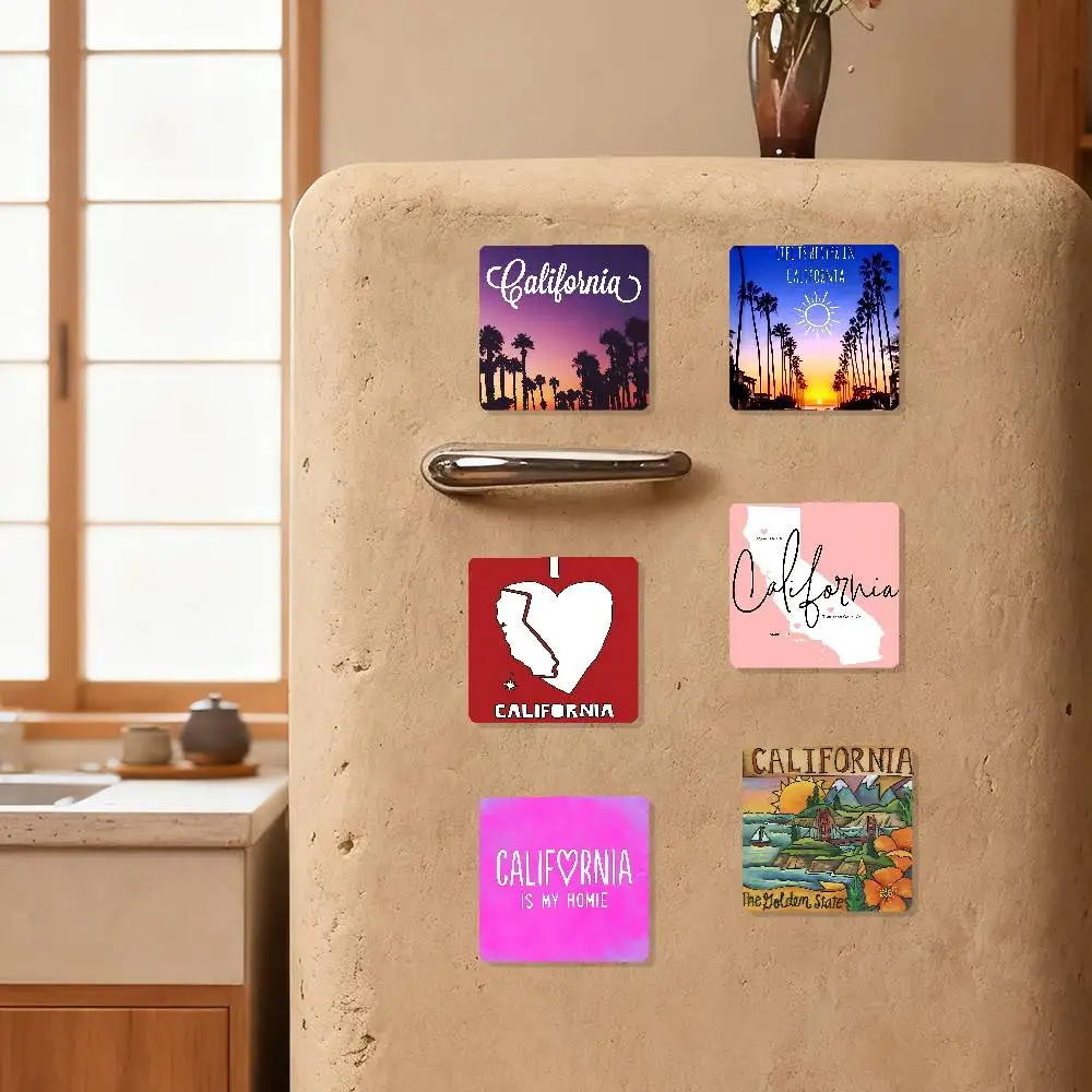 Kalifornien-Landschaft, ästhetische Kunst, Kühlschrankmagnete, personalisierter Kühlschrankmagnet, quadratische Form, Dekoration für Kühlschrank, Wand, Tür