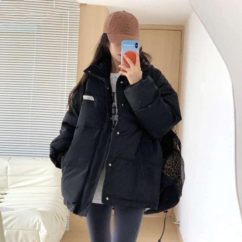 

Women American Retro Style Single Breasted Parkas Jacket Women Casual Outerwear Casual Solid Color Warm Thick Winter Coat