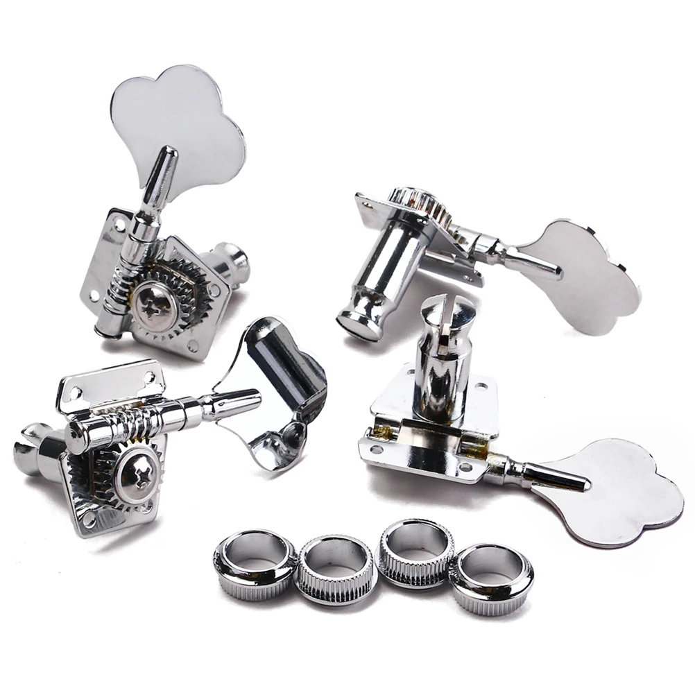 

Bass Tuning Pegs Keys Tuner Machine Heads Vintage Open Style 4R Tuner Heads Set with Mounting Screws Ferrules for 4 String Bass