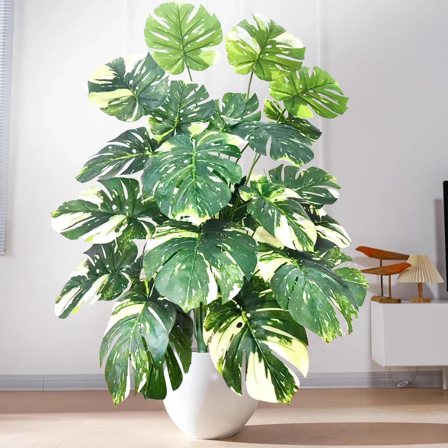 Hochwertige 76/86CM Künstliche Monstera-Pflanze, Falsche Palme, Plastik-Schildkrötenblatt, Grüne Pflanze für Heim, Garten, Zimmer und Bürodekoration – Detail 10