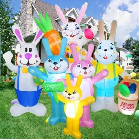 Easter DIY Decorations Blow Up Inflatable LED Decor Durable Outdoor Garden Home Party Holiday Props Outdoor Garden Home Ornament