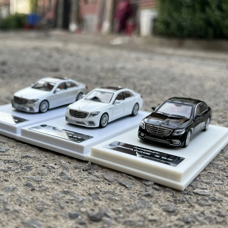 Modelo de Carro Edição Dealer da Fine Works, 1:64 Mercedes Benz S65 AMG W222, Modelo Diecast para Coleções, Exibição e Presente para Amigo