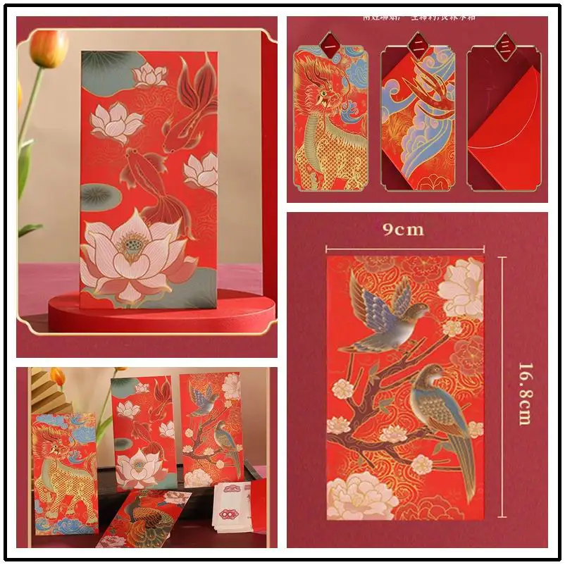 6pcs Chinese Lunar New Year Red Packets twelve Chinese zodiac signs Money Bags Red Envelopes Spring Festival Li Shi New Year