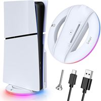 IPEGA Vertical Stand for PS5 Slim Console Disc and Digital with 14 Light Mode, RGB Base Stand for PS5 Slim Console PG-P5S025S