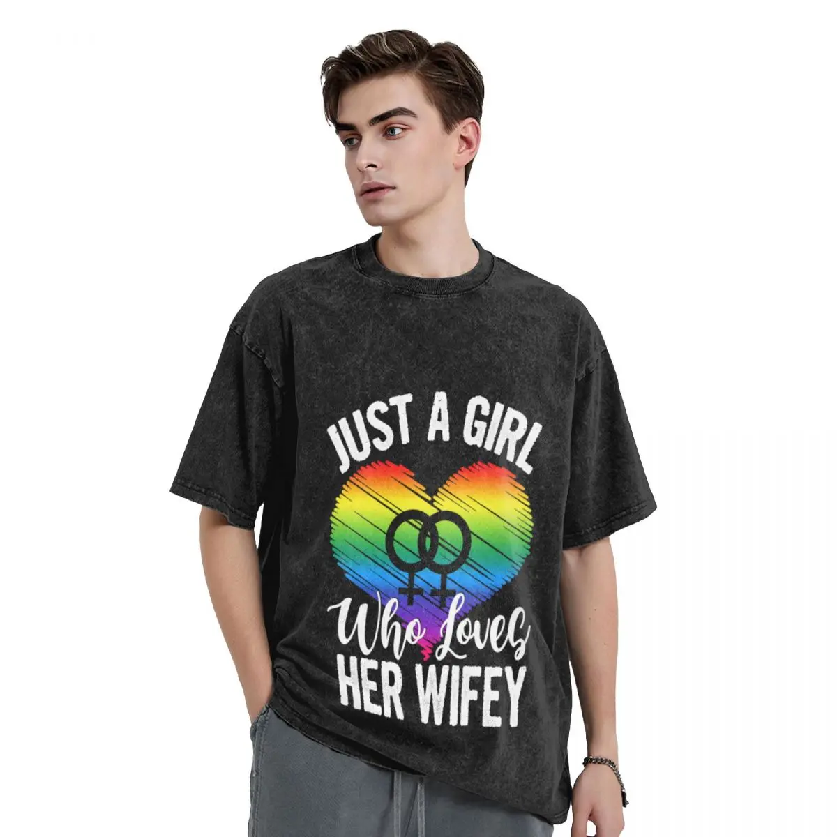 Just a Girl Who Loves Her Wife LGBT Pride Shirt T-Shirt blue archive anime figures sports fans graphic tee shirt outfits for men