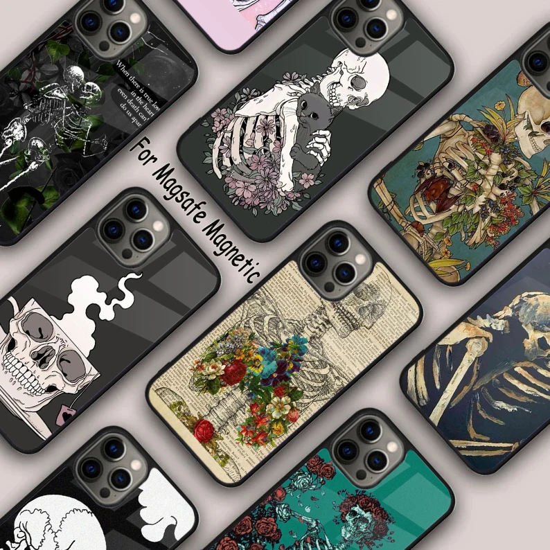 Skeleton Bones Costume Aesthetic Magnetic Phone Case For APPLE iPhone 16 14 13 12 11 Pro Max 15 Plus Wireless MagSafe Cover