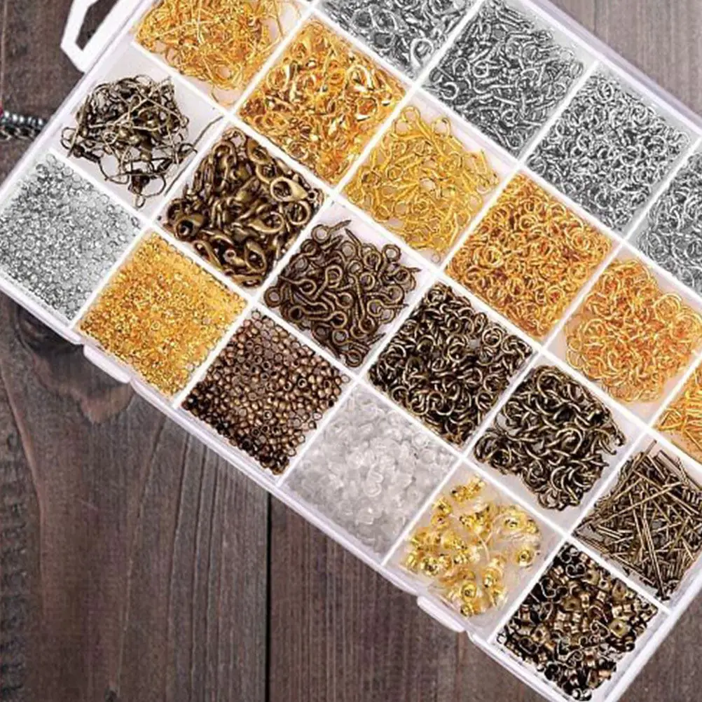 3200Pcs Jewelry Making Supplies Kit Includes Lobster Clasps Ear Hooks Metal Rings Storage Box for DIY Bracelet Necklace Craft