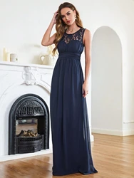 BABYONLINE D.R.E.S.S. Bridesmaid Dress Contrast Lace Ruched Waist Chiffon Illusion Neck Chiffon And Lace Dresses Cabernet
