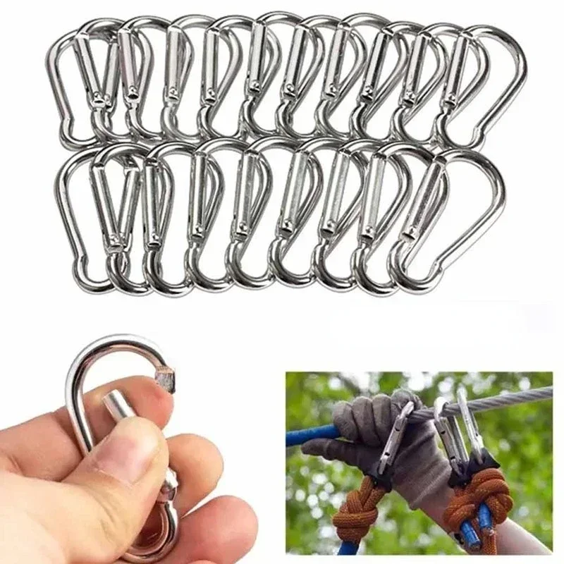 10 Pack Spring Snap Hooks Stainless Steel Carabiner Steel Clip Keychain Heavy Duty Quick Links for Camping Hiking Trips