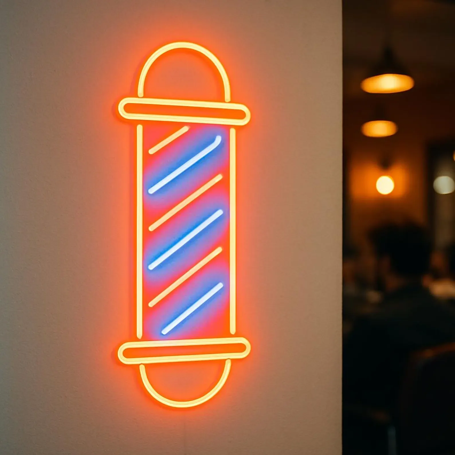 Hairdresser Column Neon Sign, Barbershop Light, Men's Beauty and Grooming Studio Led Sign, Gift Idea Barber