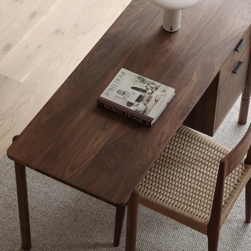 Black walnut solid wood retro desk  simple learning  simple desk