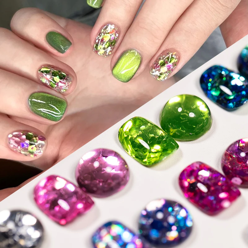 8ml Glitter Sequins Gel Nail Polish Sparkling Glitter Semi Permanant Soak Off UV LED Gel Varnish For Manicure Nails Art DIY