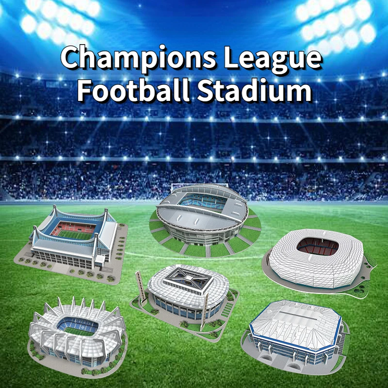 10 ใน 1 Champions League สนามฟุตบอล 3D สามมิติกระดาษปริศนา DIY โมเสคก่อสร้าง GYM ของเล่นของขวัญของเล่นเพื่อการศึกษา