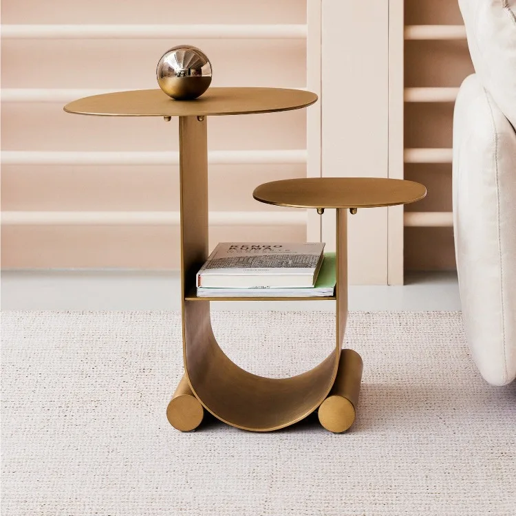Modern simple stainless steel metal sofa balcony corner few small apartment coffee table table