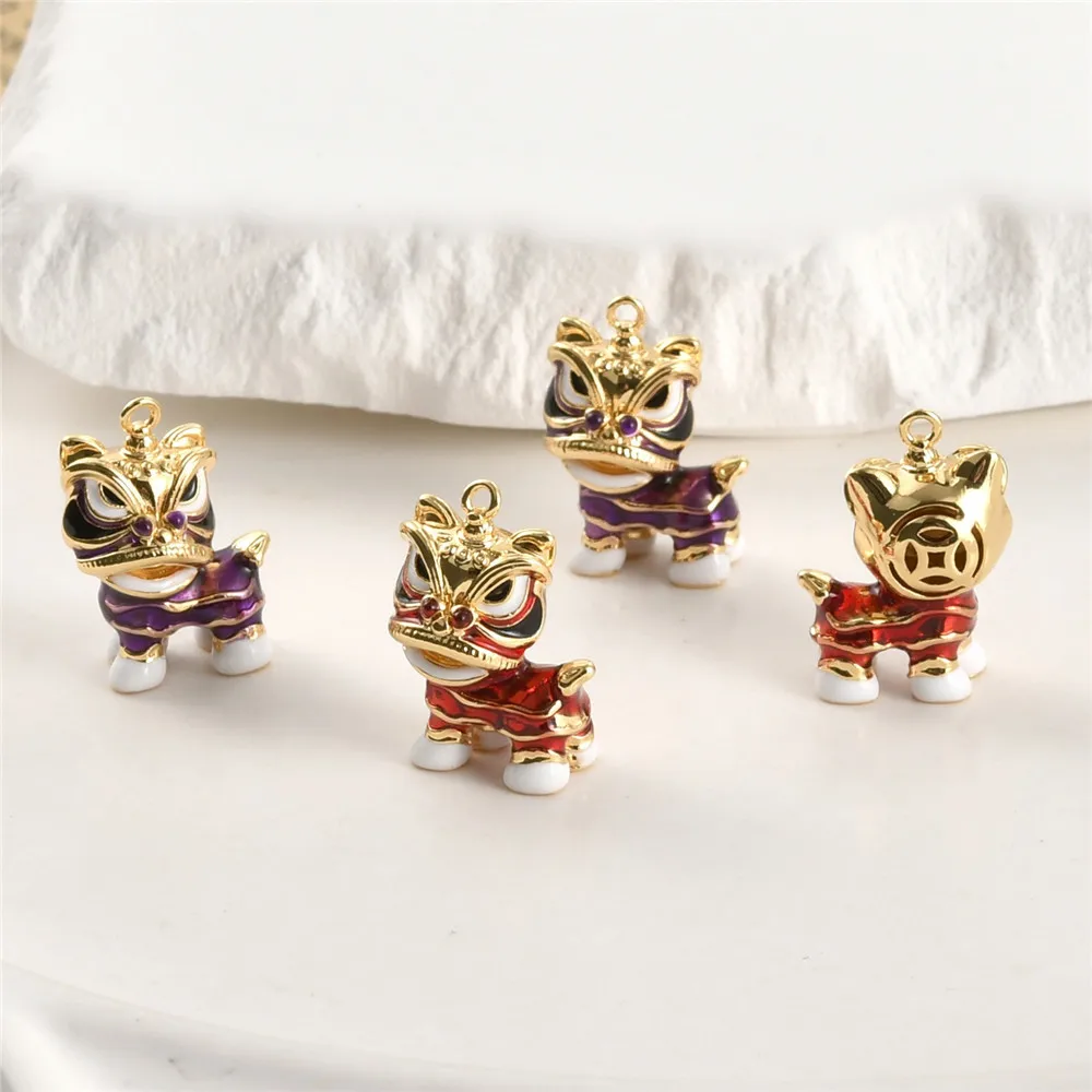 

Copper-plated 18k Real Gold Color-preserving Dripping Oil Lion Lion Pendant DIY Handmade Earrings Bracelet Necklace Accessories