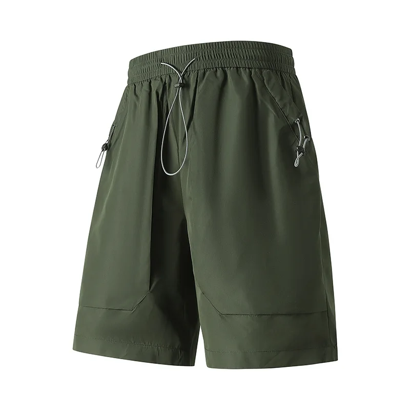 Summer Cargo Shorts Men Elastic Waist Shorts Black Fashion Casual Short Pants Male