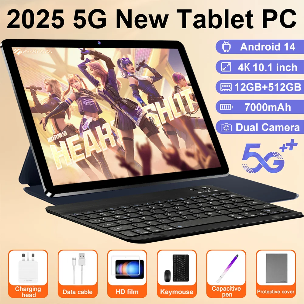 أجهزة لوحية جديدة 10.1 بوصة ثماني النواة وذاكرة وصول عشوائي 12 جيجابايت وذاكرة قراءة فقط وكاميرا مزدوجة وبطاقات SIM وواي فاي وبلوتوث وجوجل بلاي وأندرويد 14