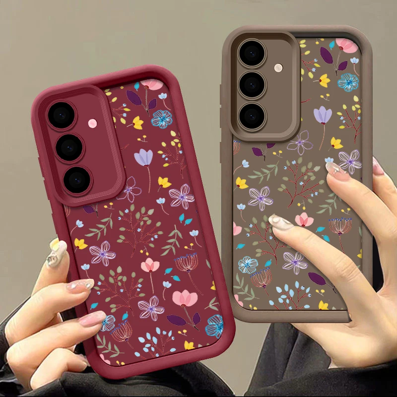 Flower Case For Samsung Galaxy S23 S24 S22 S21 Ultra Plus S20 S23 FE A35 A15 A34 A14 A25 A55 A54 A53 A52 A16 5G Silicone Cover