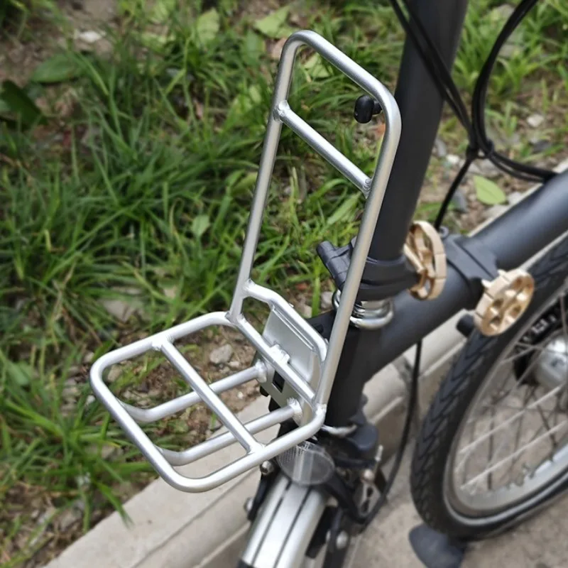 Aluminum Alloy Front Bike Rack Foldable Bicycle Luggage Carrier Strap Mountable Bikes Carriers Lightweight Modified Accessories