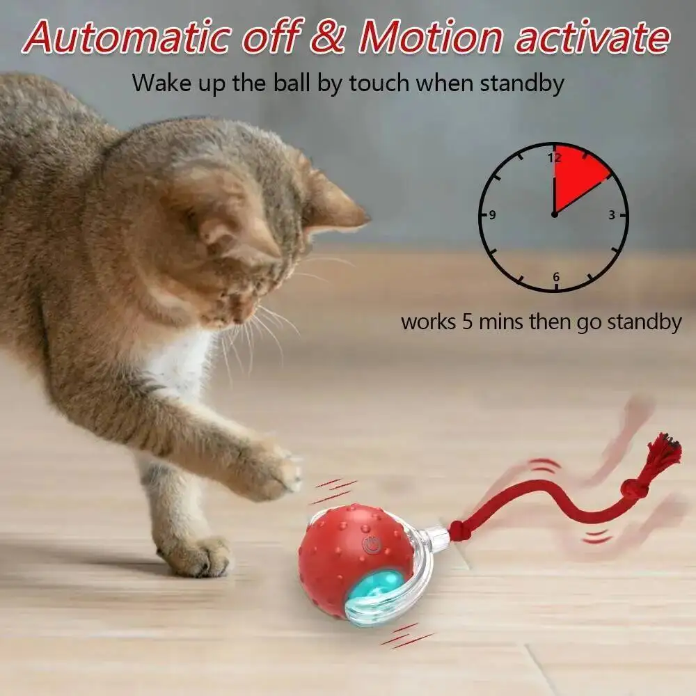 Interactive Cat Toy Ball with Bird Chirping Super Drive Cat Rolling Balls Motion Activated Sensor Pet Kittens Teaser Game Toys view 4