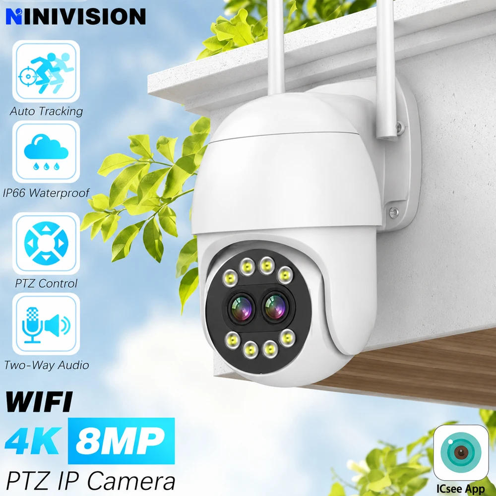 デュアルレンズ5倍デジタルズーム8mp-4k-wifi-ipカメラ-icsee-ptz-ワイヤレスホームセキュリティcctvビデオ監視自動追跡カメラ