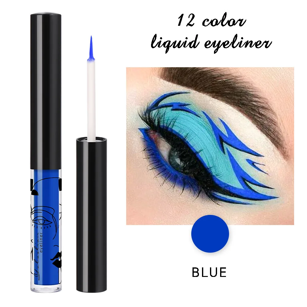 Professional Colorful Eyeliner Liquid 12 Matte Colors Waterproof Smudge-Proof Long-Lasting Eyeshadow Liquid for Daily/Party