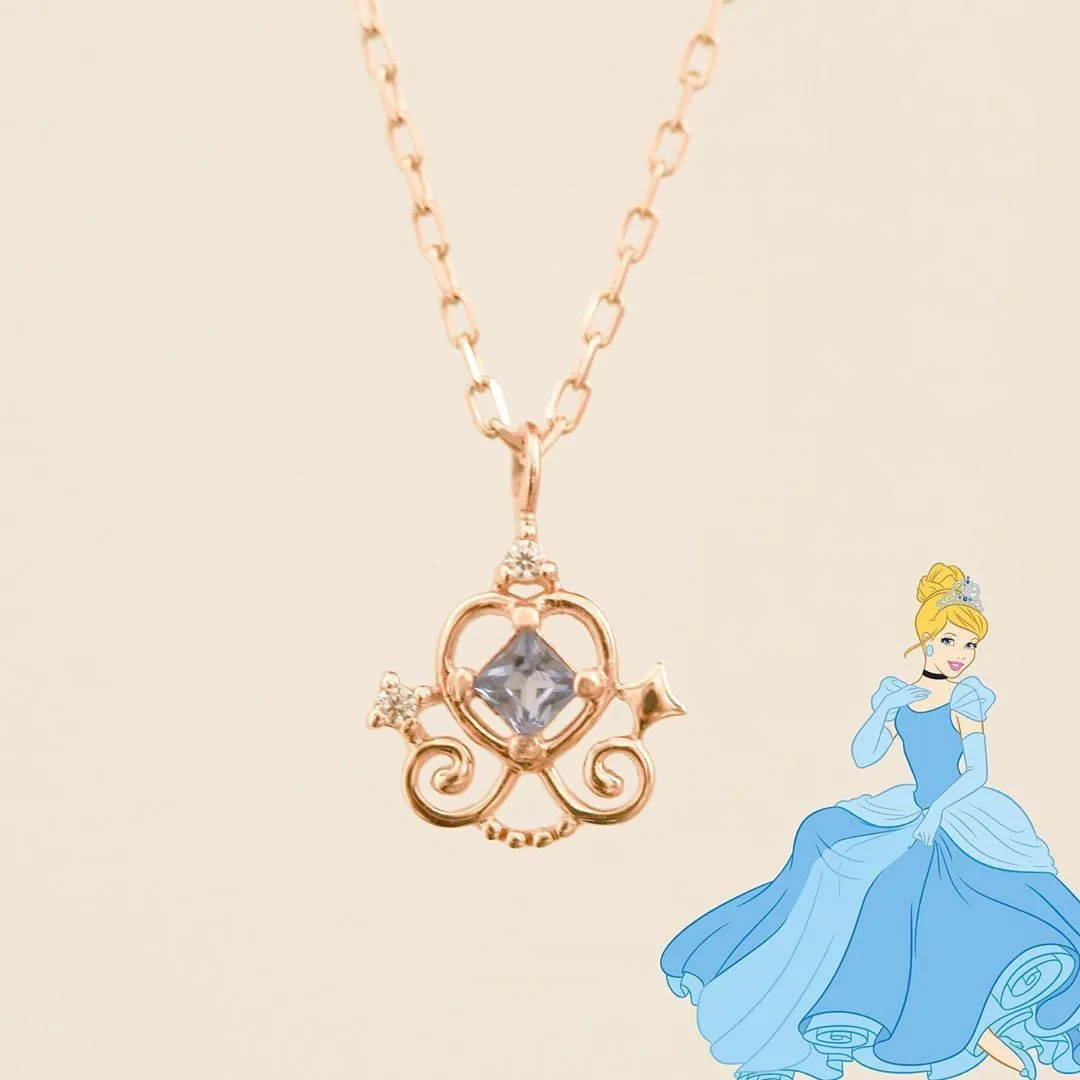 Disney Princess Series Pendant Rose Gold Jewelry Anime Snow White Rapunzel Ariel Cinderella Belle Sweet Lovely Girl Fashion Gift