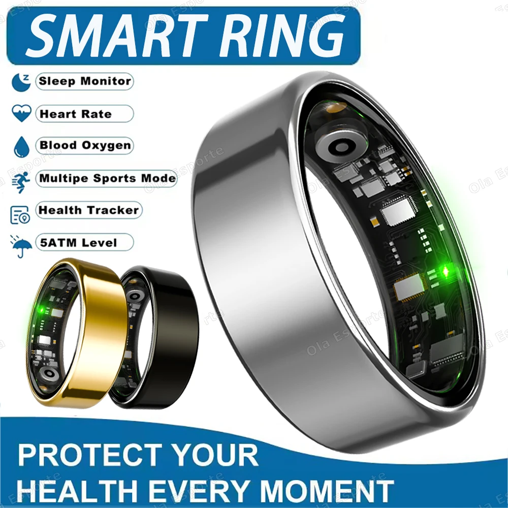 

Ola Esporte Smart Ring 5ATM и IP68 Водонепроницаемое кольцо для мужчин Мониторинг здоровья Монитор сердечного ритма сна Спортивный трекер Smartring 2025 Новинка