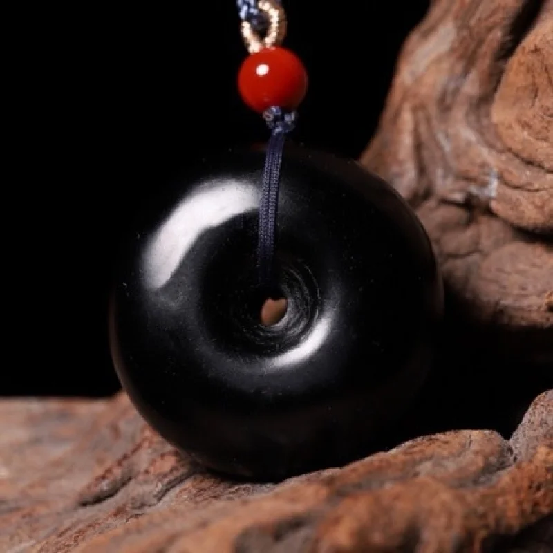 Hetian peace pendant, black jade hanging ornament, ethnic style, fashionable and versatile