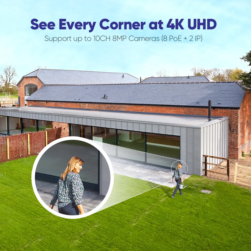 SANNCE 4K POE Sistema di videosorveglianza domestica 8CH POE NVR con telecamere di protezione di sicurezza Kit CCTV Registrazione audio Telecamera IP da 8 MP
