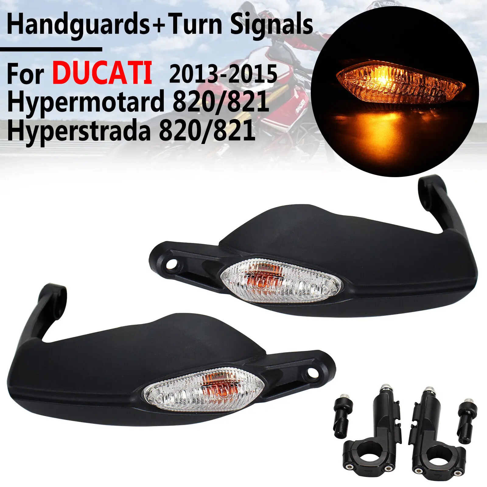 

Hand Guards+Turn Signals For DUCATI Hypermotard/SP 820/821 Hyperstrada 820/821 2013-2015