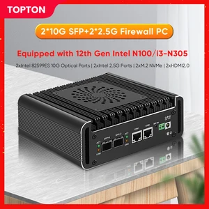 Router Firewall Padat Topton 2X10G SFP+ Intel i3 N305 N100 2xi226-V 2.5 G PC Mini 2xNVMe 2xHD DDR5 Proxmox pfSense ESXi AES-NI 8 esxi penjualan terbaik - №