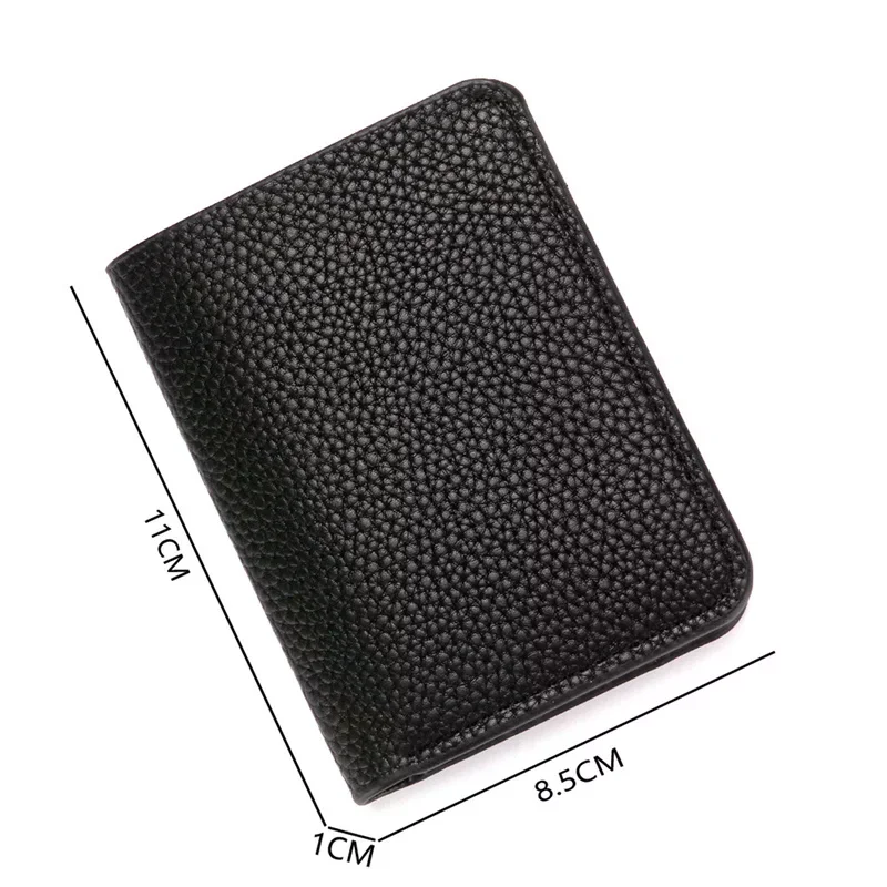 PU Leather Men Wallet Thin Small Credit Card Holder Lychee Pattern Coin Purse