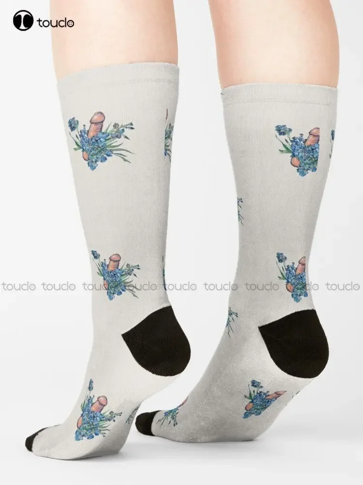 Floral Penis Art - Irises Painting By Vincent Van Gogh (1890) Socks Red White And Blue Socks Street Skateboard Socks Custom Gift