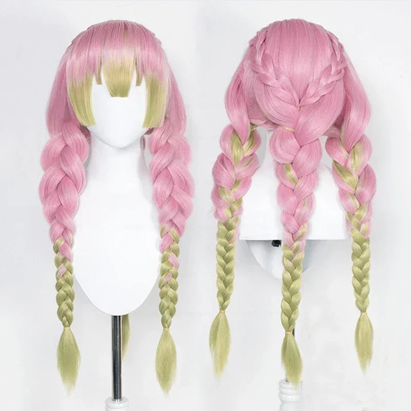 

Mitsuri Kanroji Cosplay Wig Demon Slayer Kimetsu No Yaiba Long Pink Green Heat Resistance Hair Authentic Cosplay Wigs Wig Cap