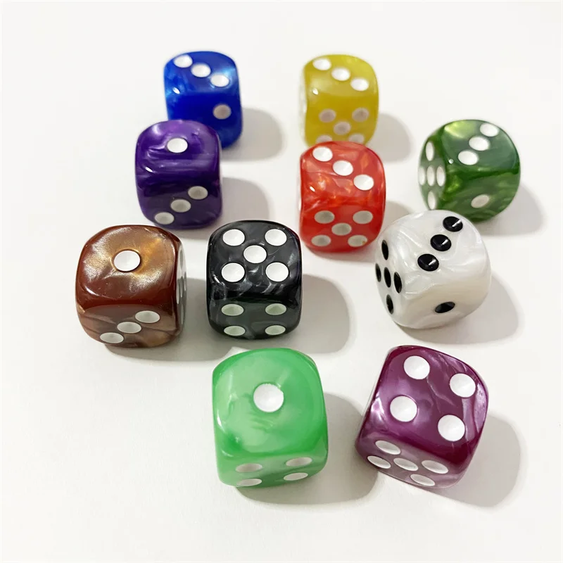 10pcs/set 16mm Pearl Pattern Round D6 Dice 6 Sided Point Dice Funny Game Accessory