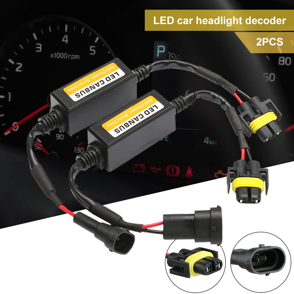 2 Pack H8/H11 LED Car Headlight Load Resistor Decoder Eliminator Canbus Flicker Wiring Eliminator Decoder Bulb Eliminator