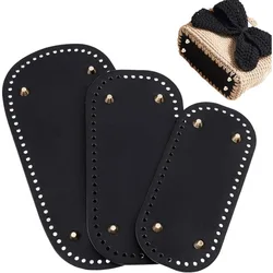 3pcs Black Purse Bottom for Crochet 3 Sizes Bag Bottom Oval Leather Bottom Shaper Pads for Bags Cushion Base with Holes