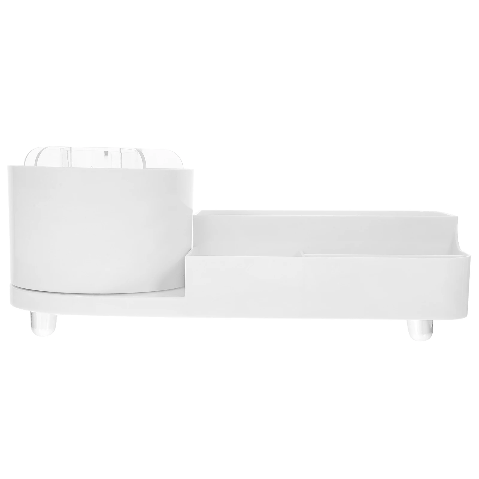 

Cosmetics Storage Box Pearl White Large Capacity Desk ganizer Rotating Compartment Case Makeup Brush Holder Plastic Storage