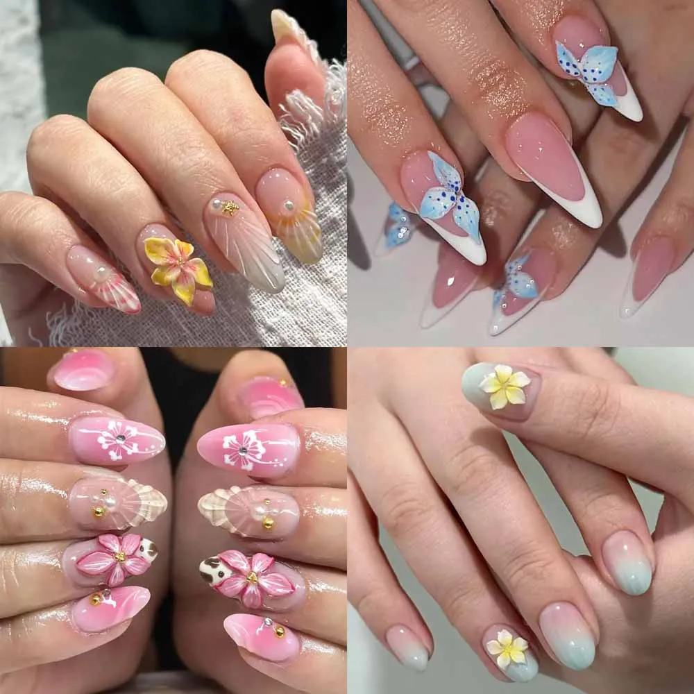 2 pezzi 3D fiori stampo per unghie fai da te in silicone Hawaii ibisco petalo floreale design per unghie stampi in resina nail art intaglio modello strumenti per unghie