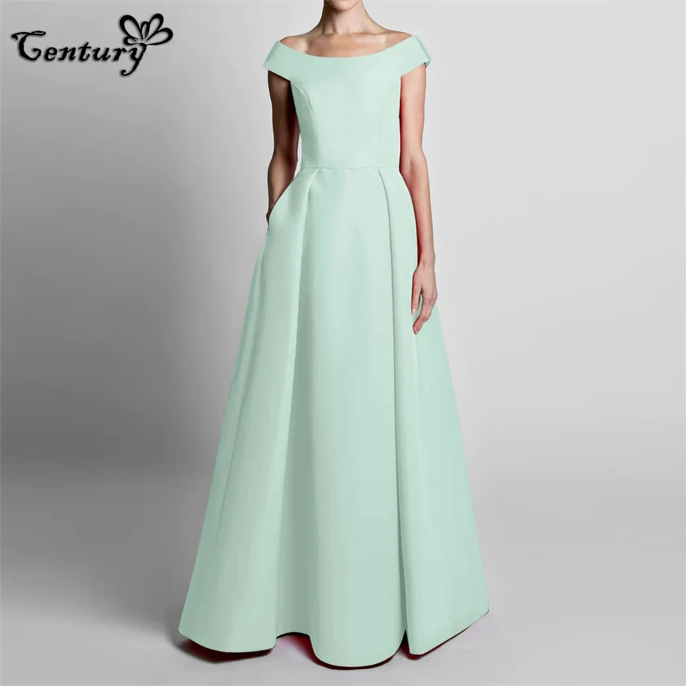 

Mint Green Prom Dress Long Evening Party Gowns with Pockets A-Line Satin Formal Occasion Dresses Robe De Soiree Customized