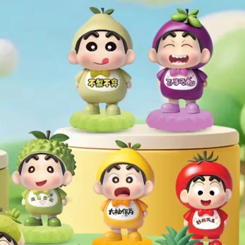 Fruta auténtica, nuevo crayón dinámico Shin Chan, serie divertida, caja ciega, muñeca de grano bonita, decoración de escritorio para coche, regalo de cumpleaños para amigos