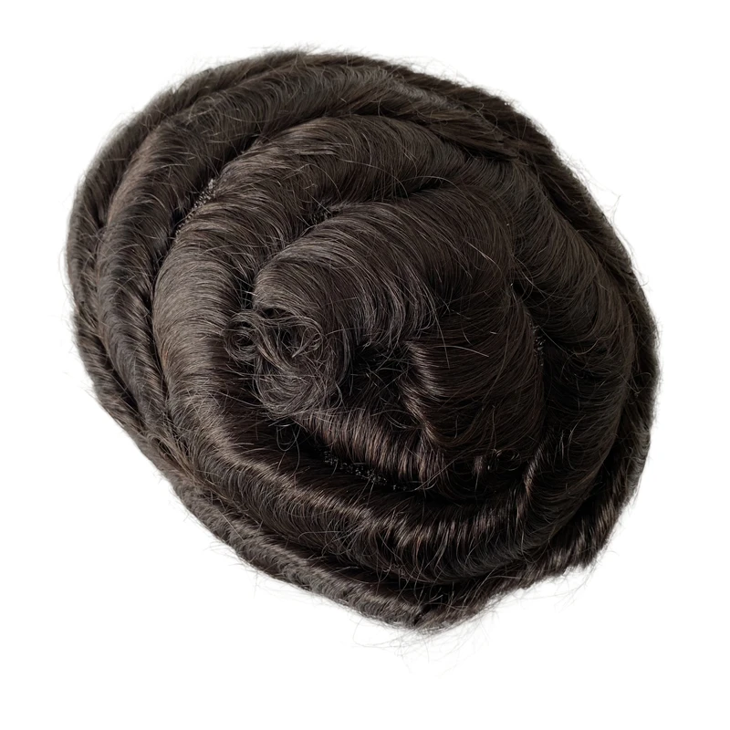 Mongolian Virgin Replacement #1b20 32mm wave Lace Unit 8x10 Full Swiss Lace Toupee for Man