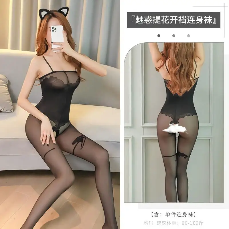 Namorada sexy aberto virilha malha roupas apaixonado sedução uniforme feminino macacão roupas ternos do corpo renda macacão sheer tq7