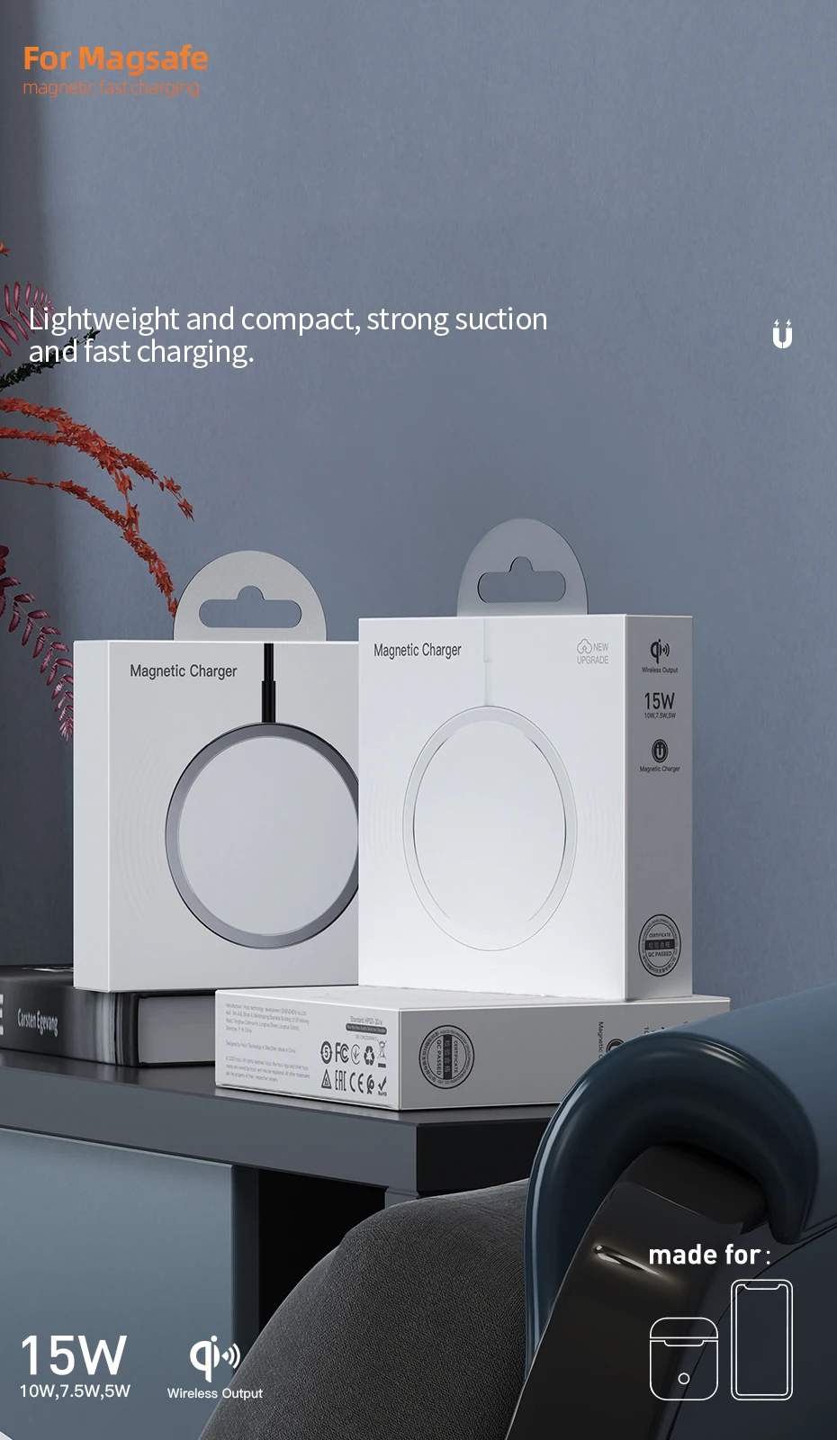 For Apple Magsafes Original Wireless Charger For iPhone 17 16 15 14 13 12 Pro Max Samsung Fast Charging Type C Magnetic Charge