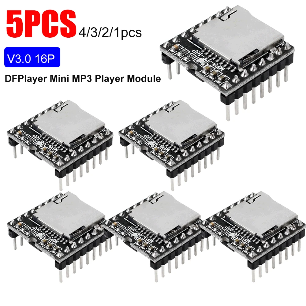 1-5PCS DFPlayer Mini MP3 Player Module V3.0 16P TF Card U Disk DF Player Module MP3 Voice Decode Board Mini MP3 Player Module