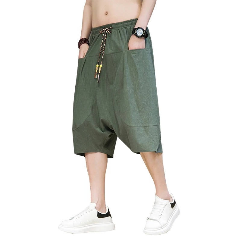 2026 Loose Cotton Linen Men's Short Pants Summer Casual Wide Leg Shorts Breathable Comfortable Beachwear Youthful Vitality Style