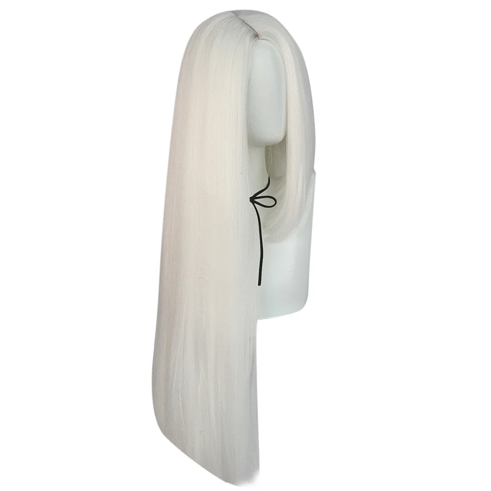 New 2024 Anime Vaggie Cosplay Wig Girl White Long Straight Hair Heat Resistant Synthetic Wigs Cap Masquerade Halloween Dress Up